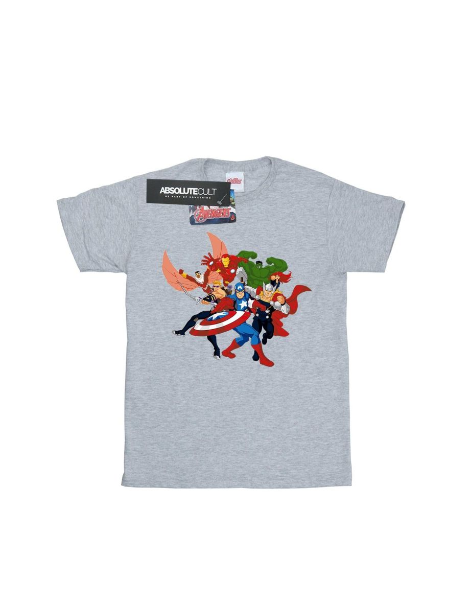 Marvel Mens Avengers Assemble Comic Team T-Shirt - Sports Grey