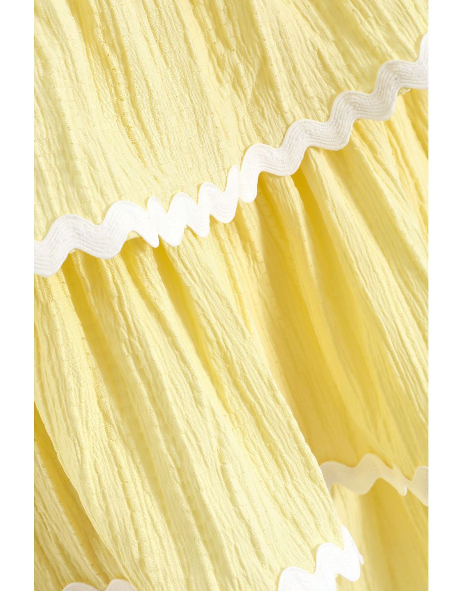 Lemon Wavy Trim Tiered Mini Skirt - 5