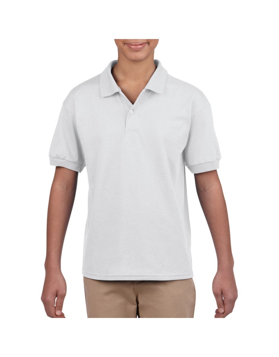 Gildan DryBlend Childrens Unisex Jersey Polo Shirt - White - 3