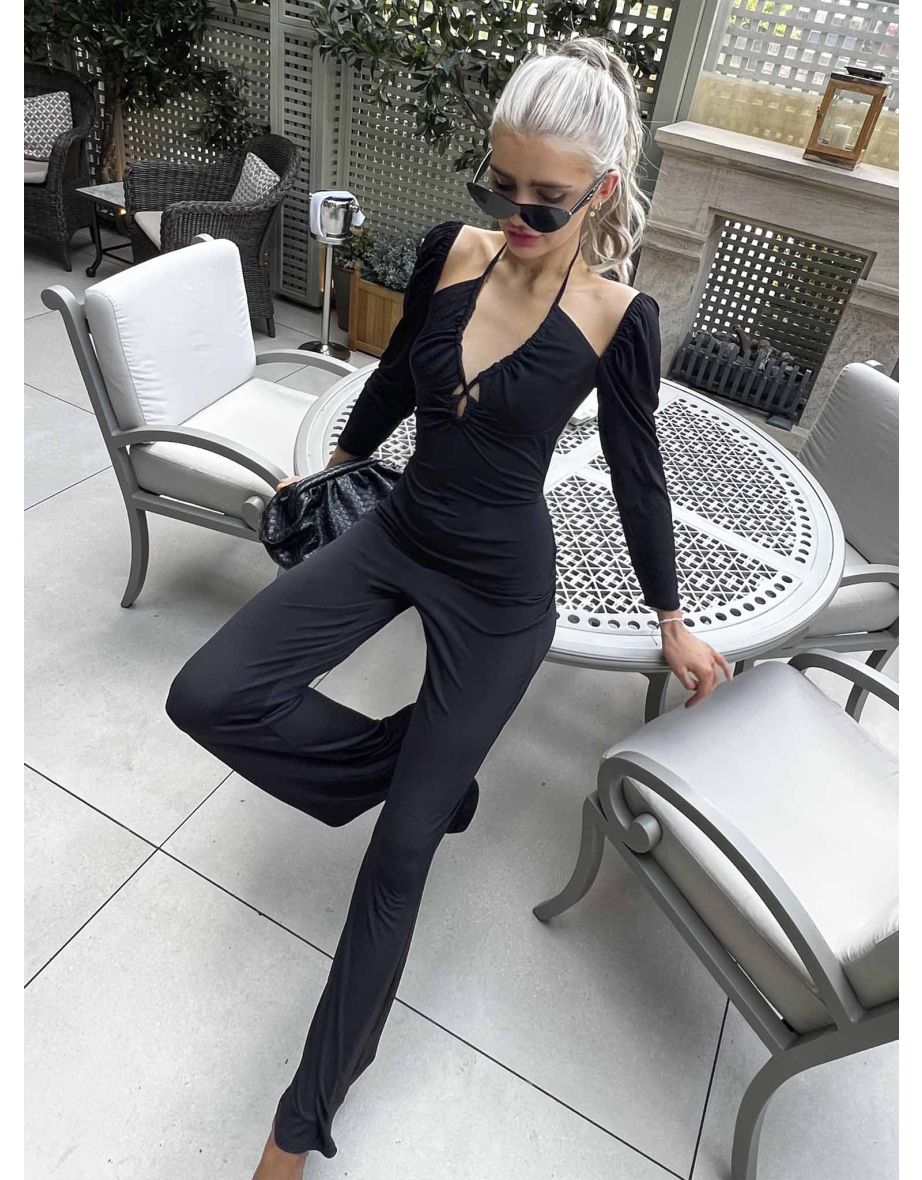 Glamorous Black Flared Bodycon Jumpsuit