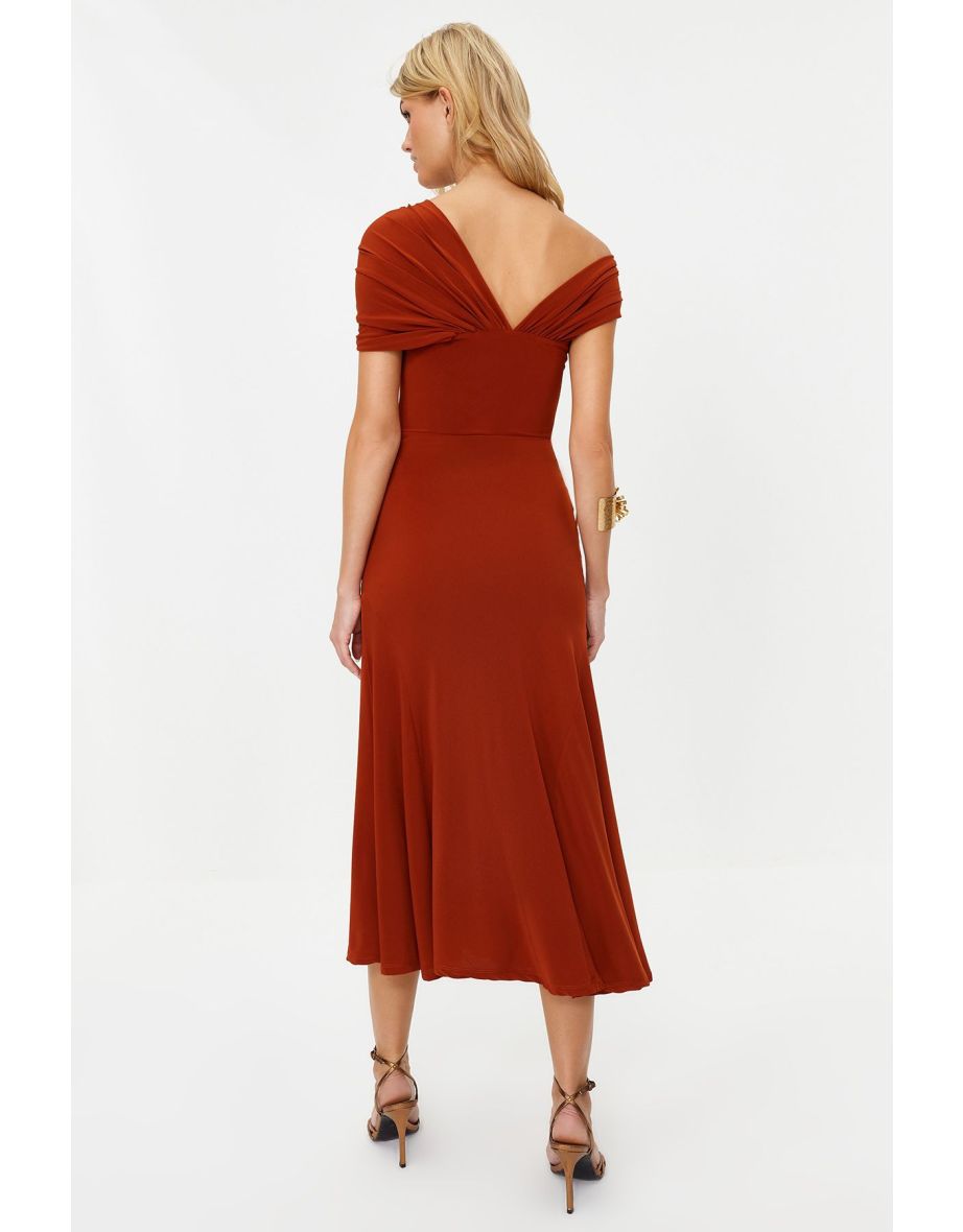 Tile Fitted Knitted Elegant Evening Dress - 8