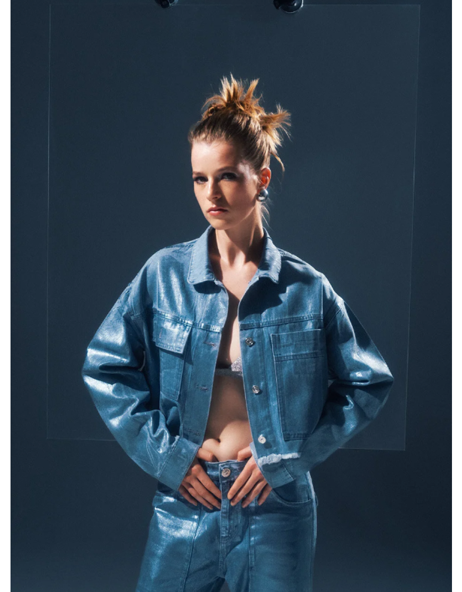 Shop Metallic Denim Jacket Online in Bahrain VogaCloset