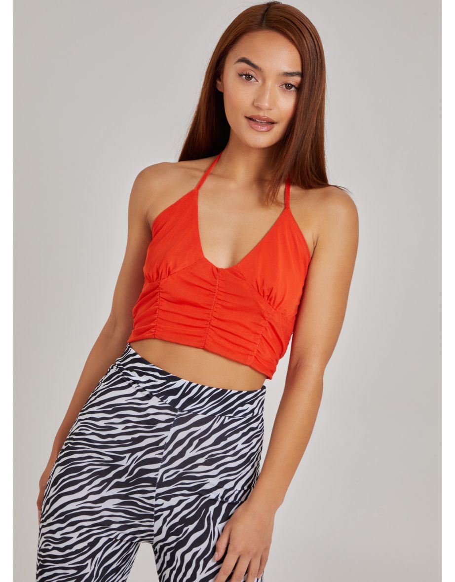 Halterneck Cross Over Mesh Bralette