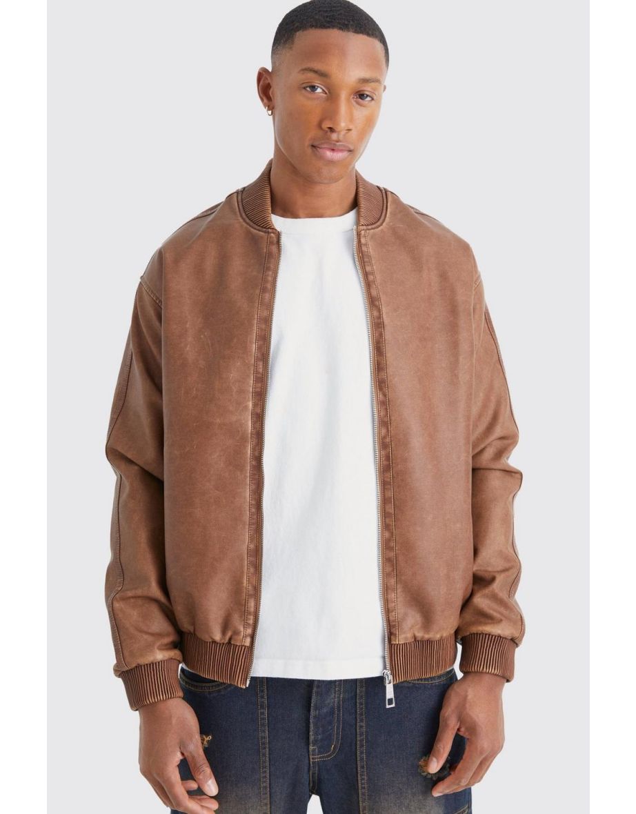 Pu bomber jacket sale