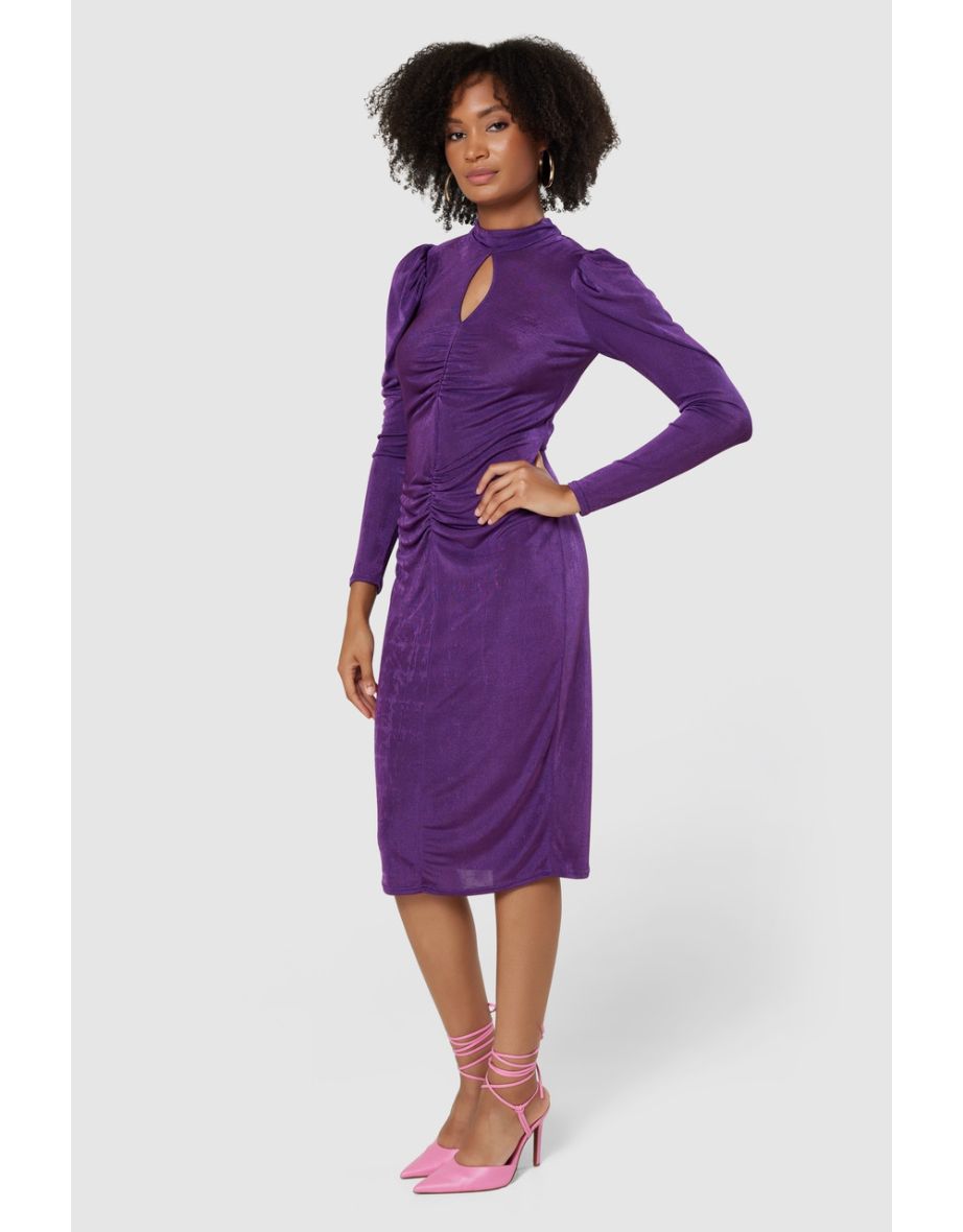 Shop Closet London Purple Violet Pencil Midi Dress Online in Qatar VogaCloset