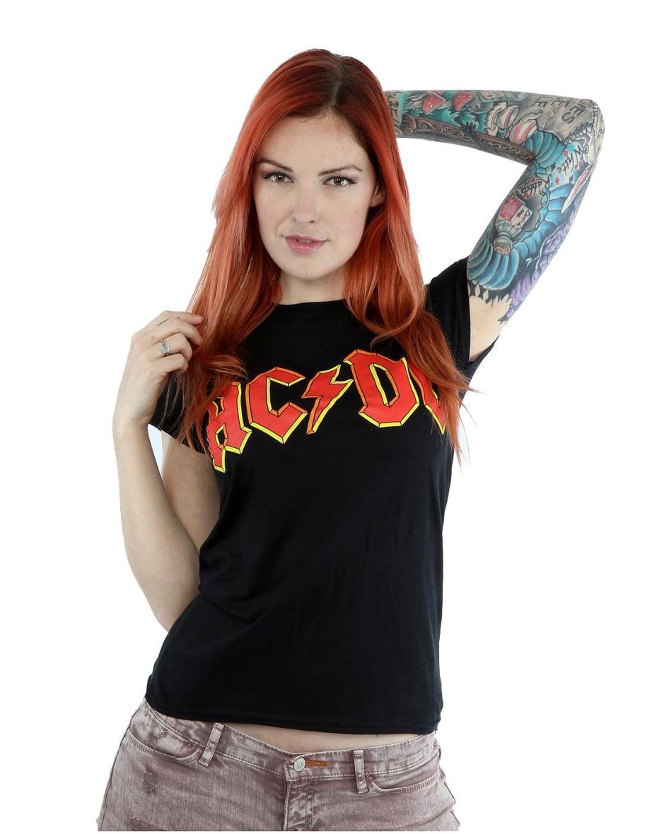 تيشيرت AC/DC نسائي أسود