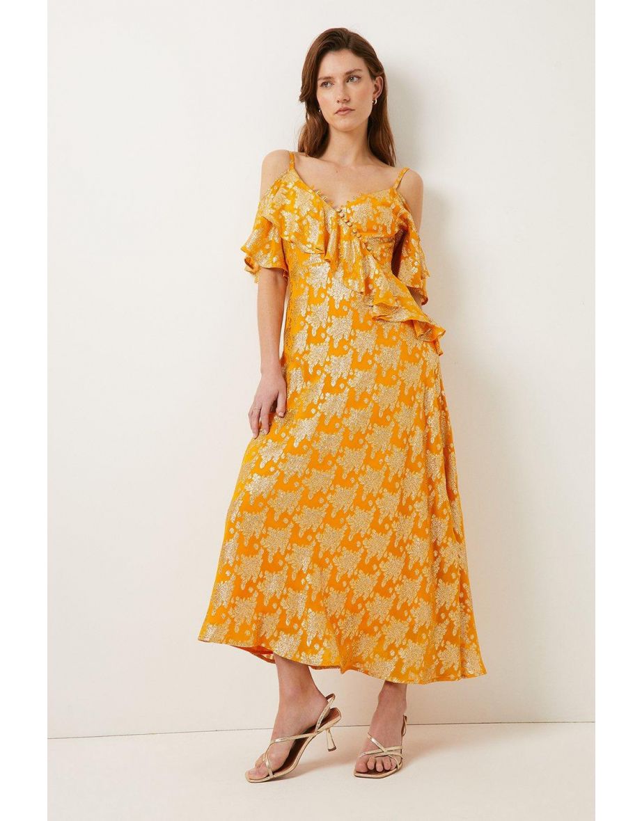 Frill cold shoulder on sale midi dress