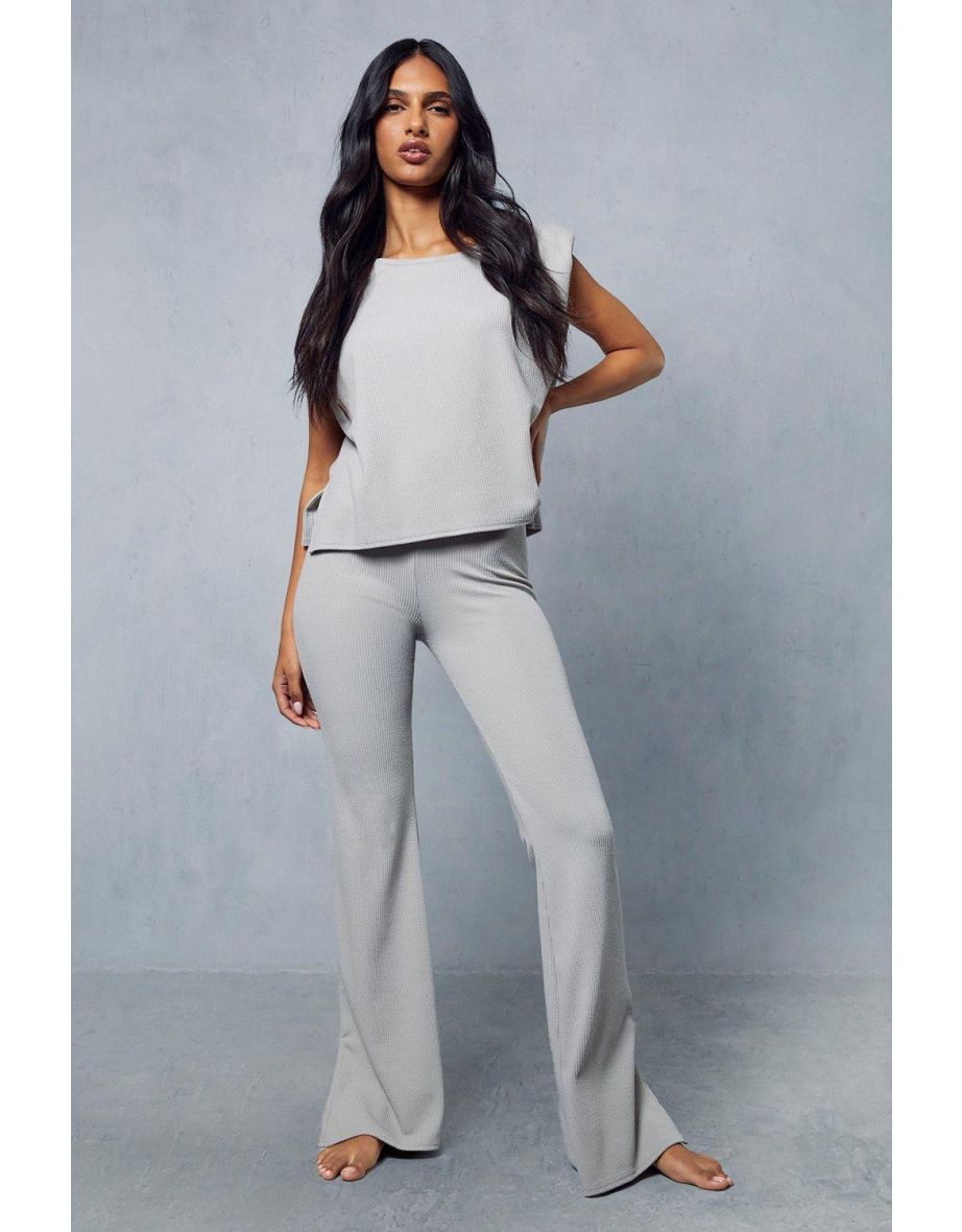 Ribbed Boxy Side Split Lounge Set