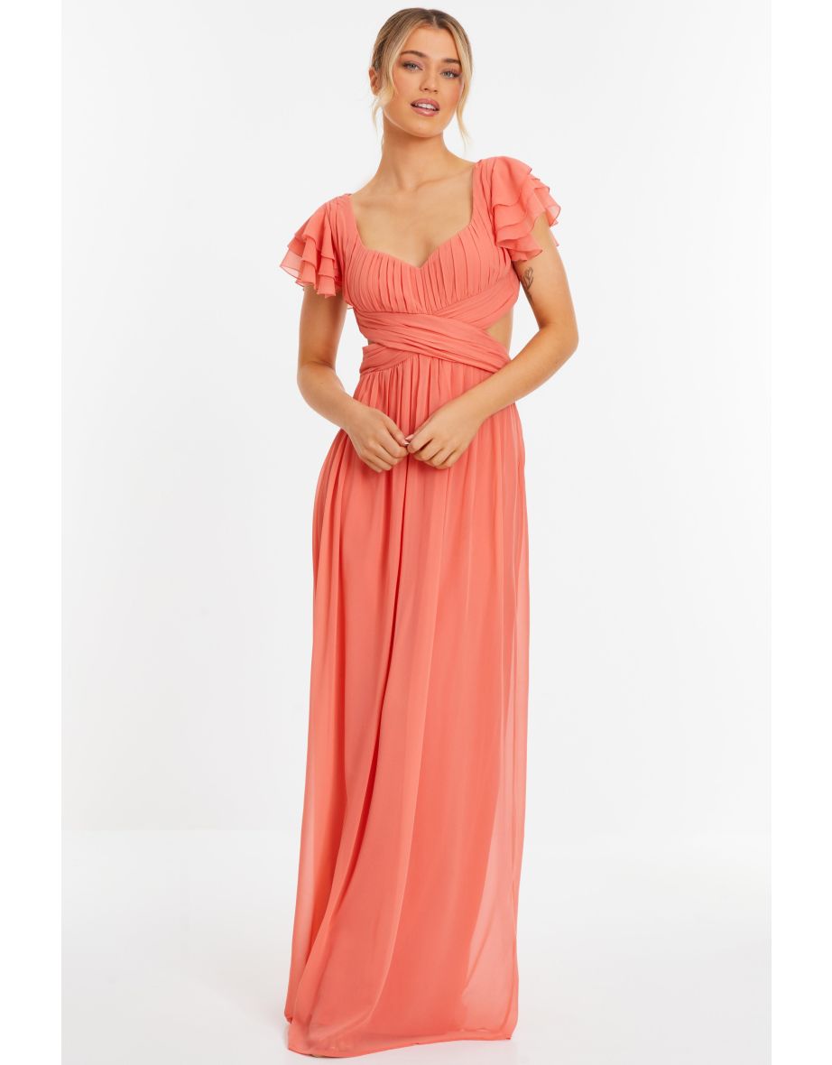 Coral Chiffon Backless Maxi dress