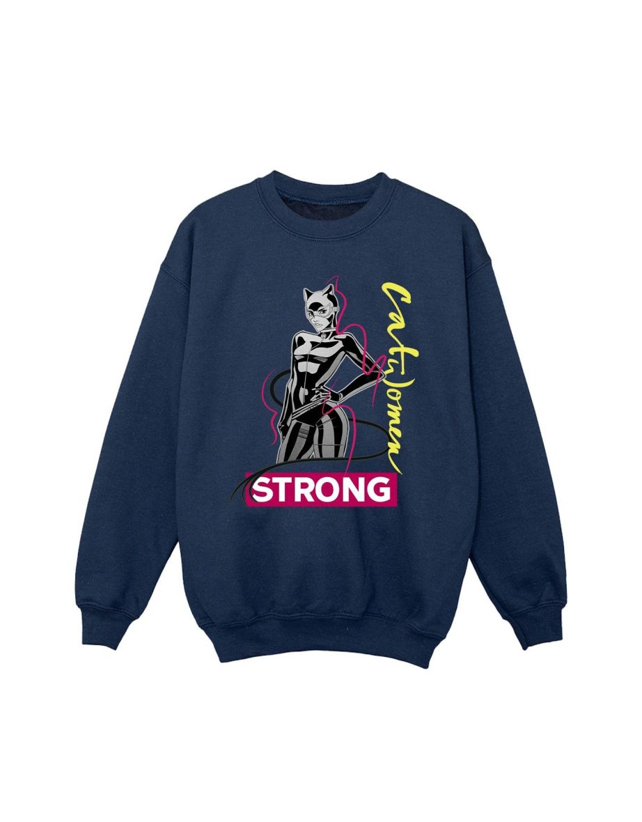 DC Comics Girls Batman Catwoman Strong Sweatshirt - Navy Blue