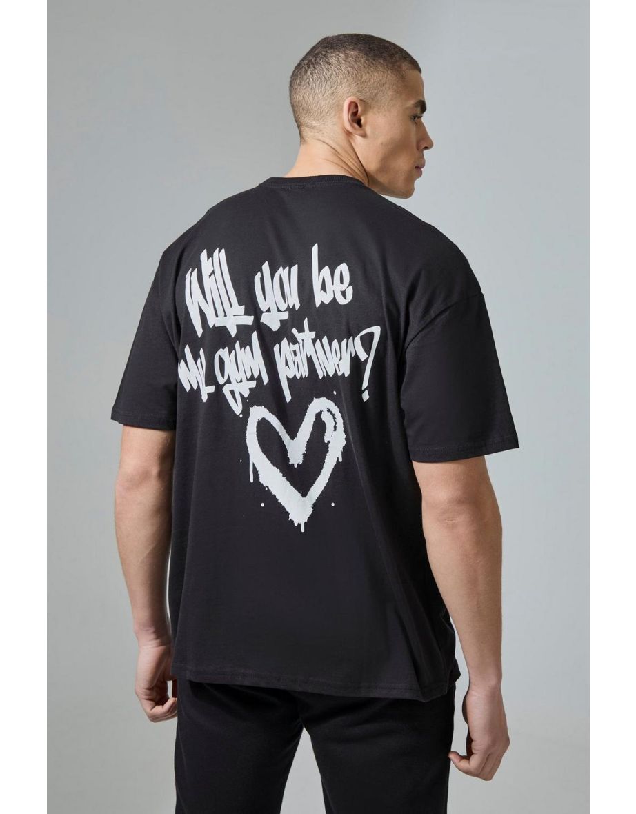 Active Oversized Be My Gym Partner T-shirt - black