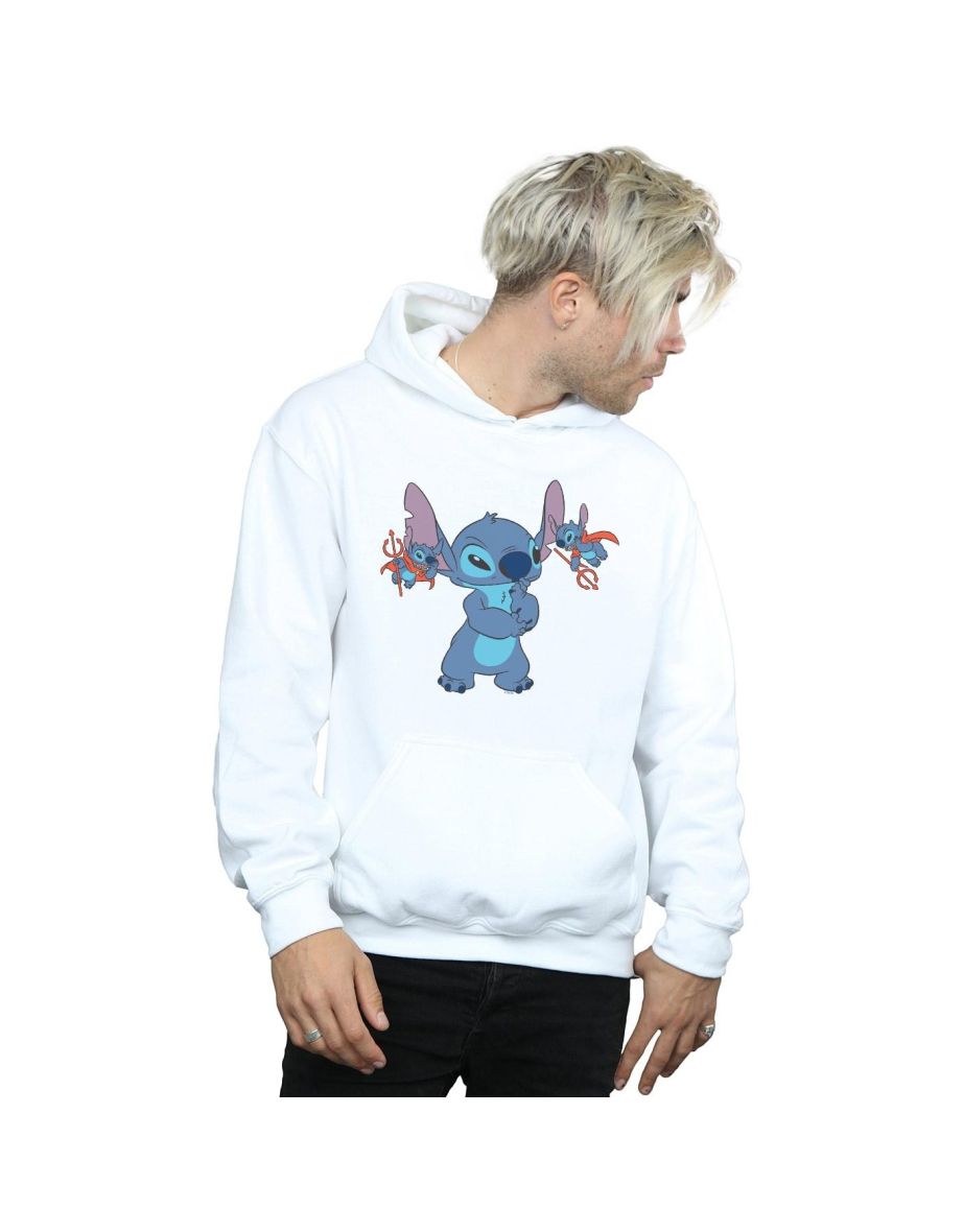 Disney Mens Lilo And Stitch Little Devils Hoodie - White