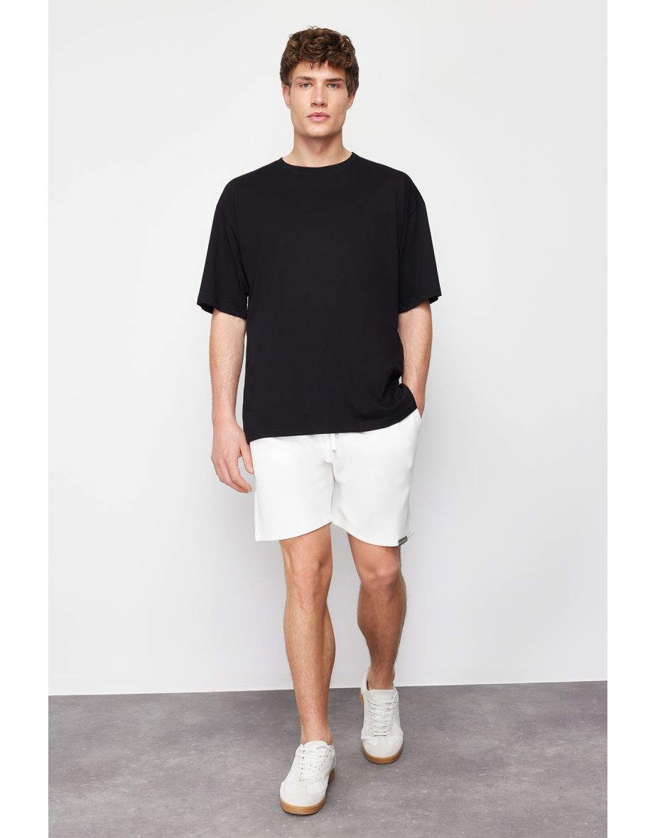 Men's Ecru Regular/Normal Fit Textured 100% Cotton Shorts