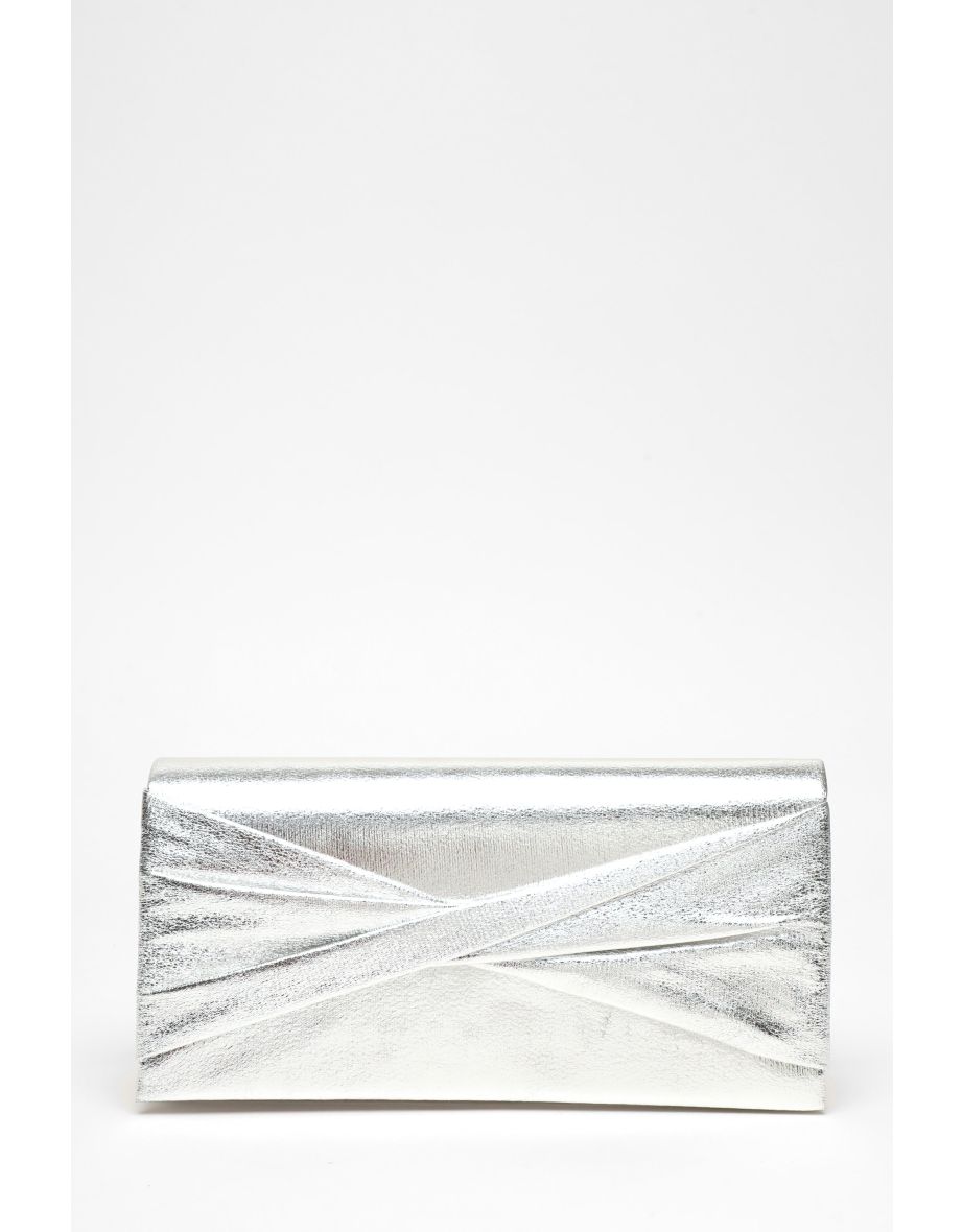 Quiz Silver Foil Twist Clutch Bag - 4