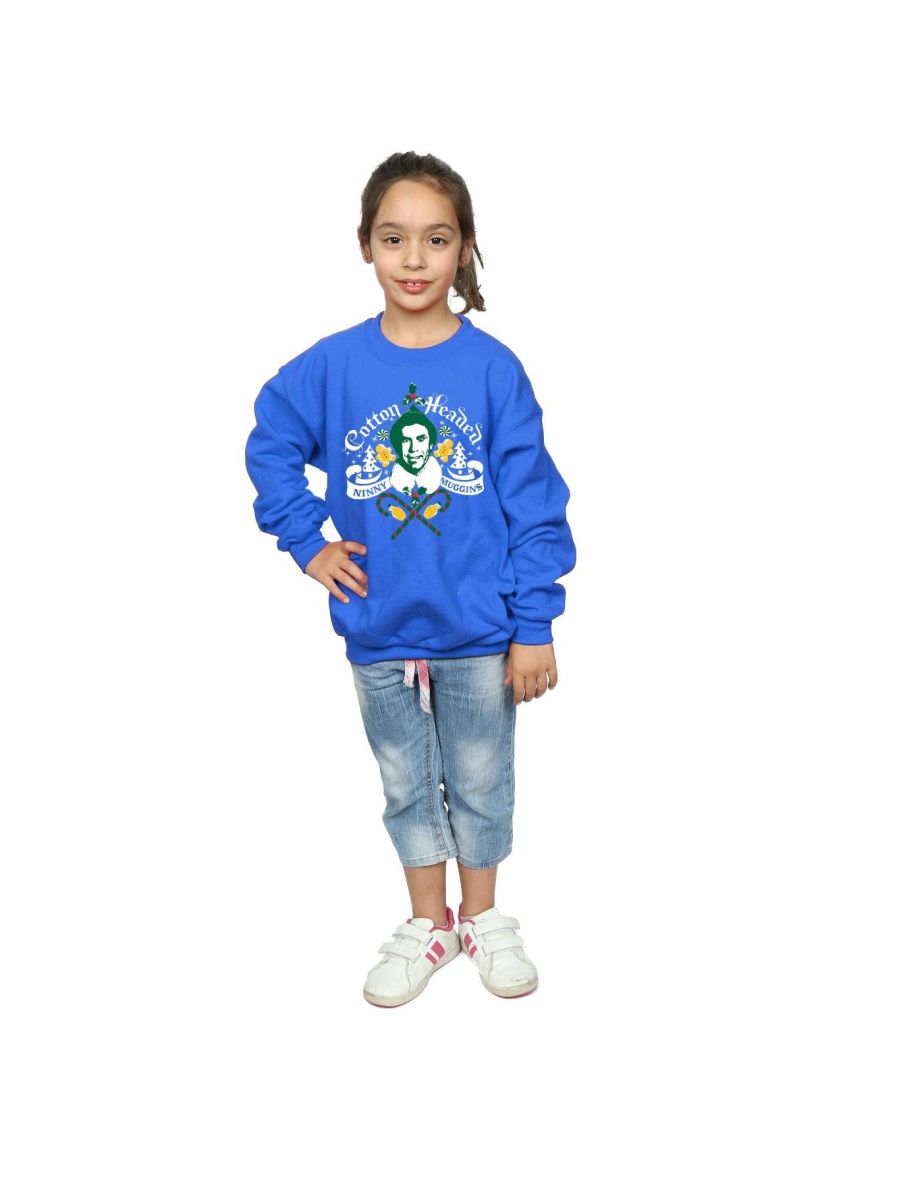 Elf Girls Headed Ninny Muggins Sweatshirt - Royal Blue - 3