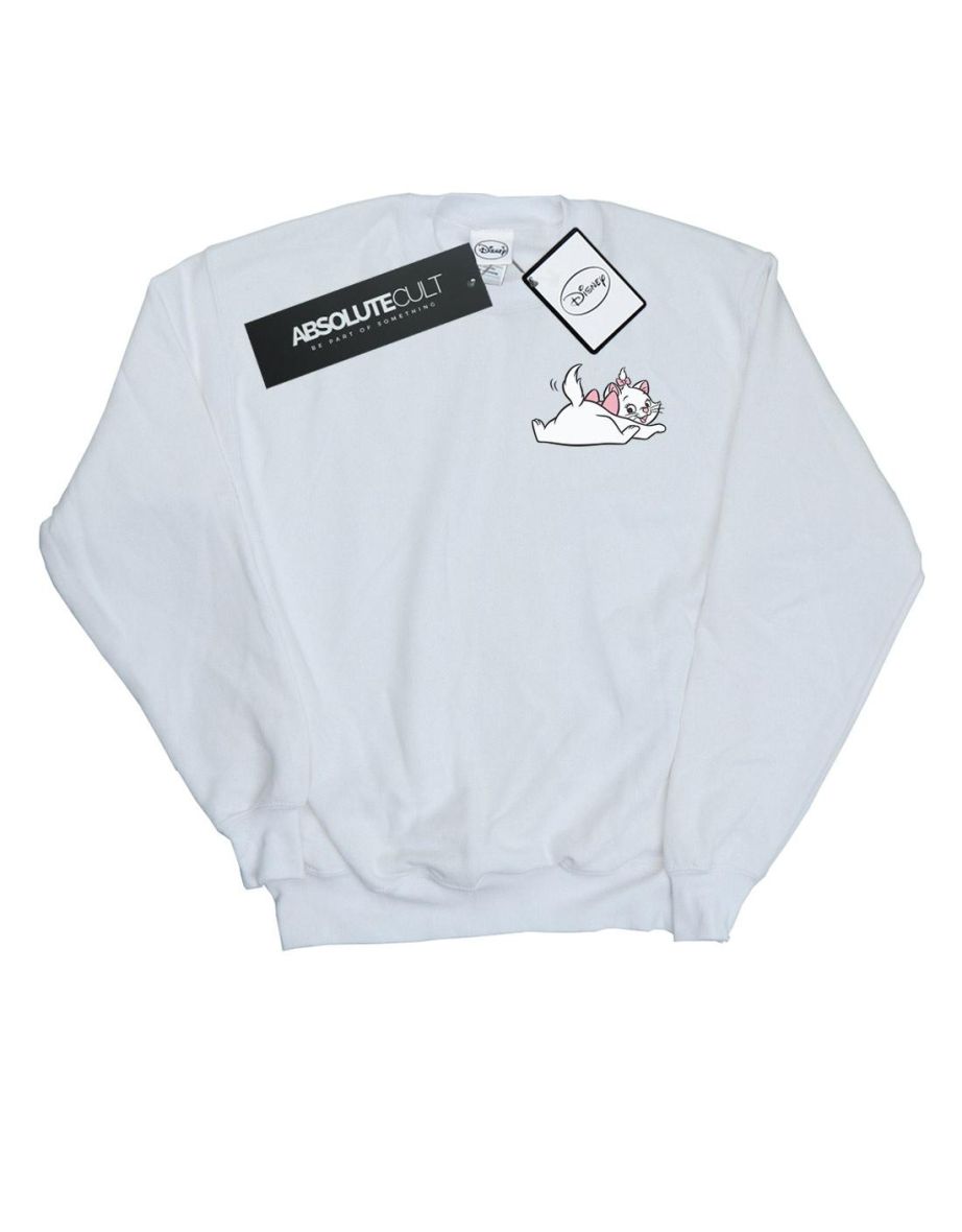 Disney Girls Aristocats Marie Sweet Backside Breast Print Sweatshirt - White