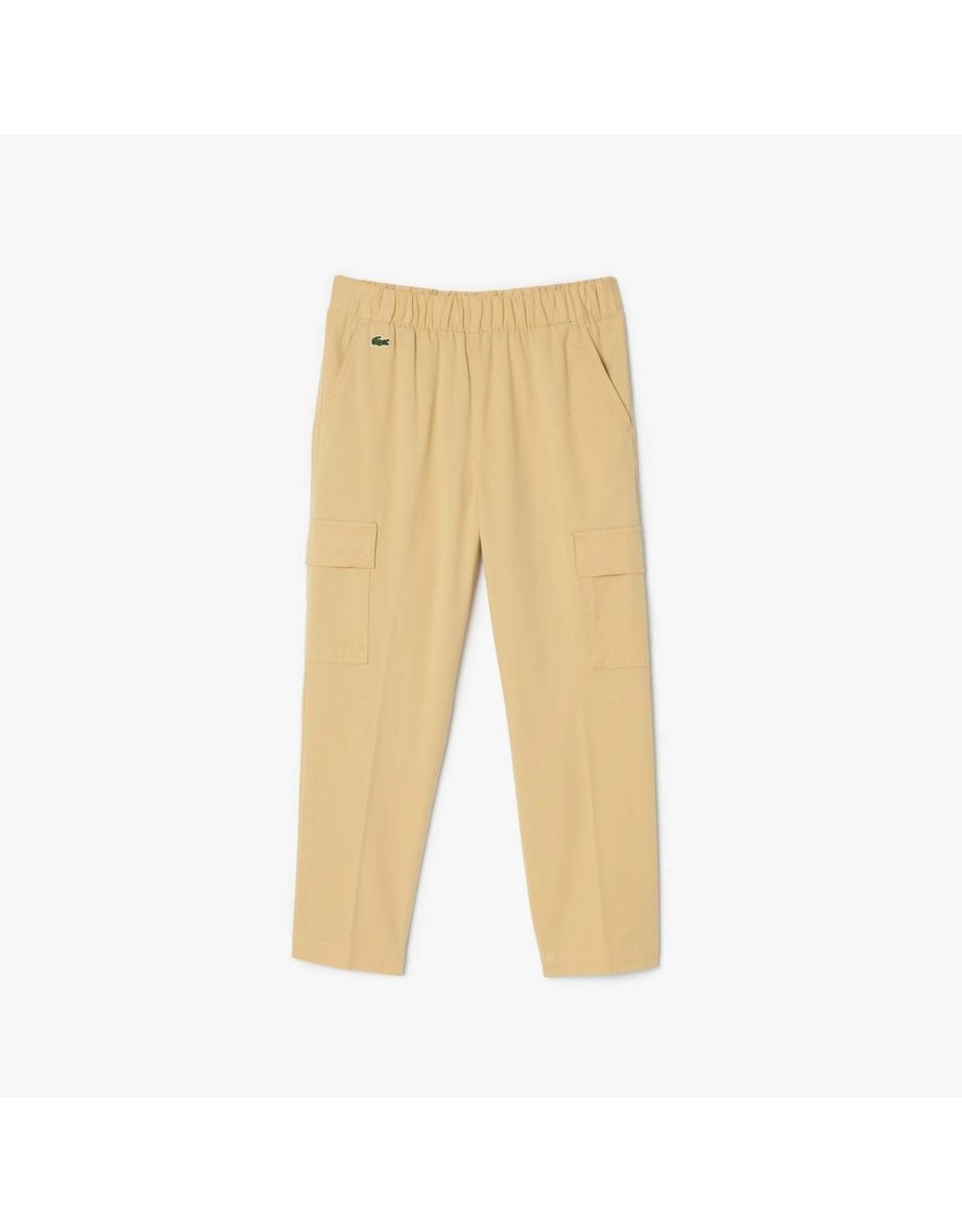 Boy's Lacoste Juniors Lightweight Garbardine Cargo Pants in Cream