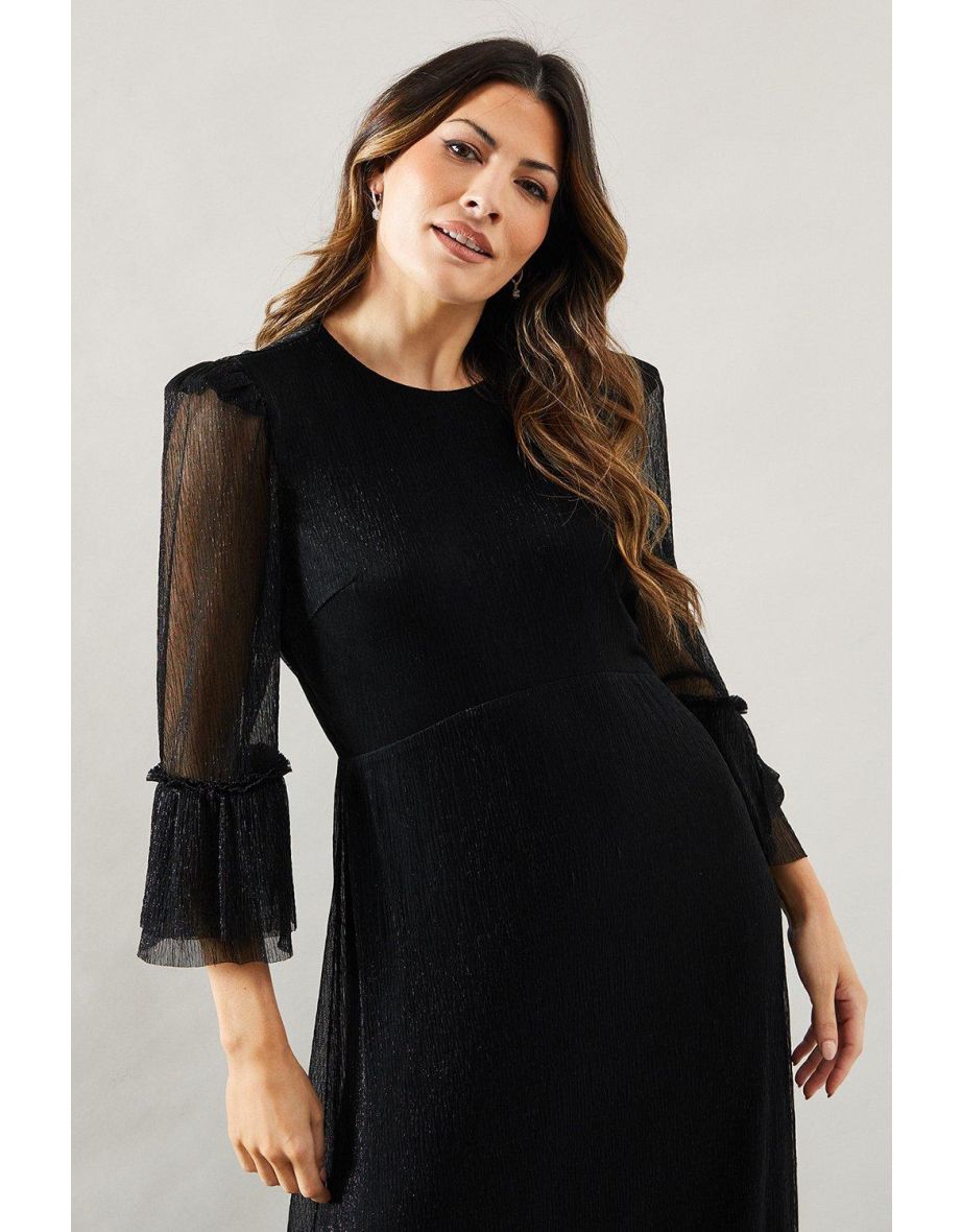 Occasion Plisse Ruffle Sleeve Midaxi Dress - 3