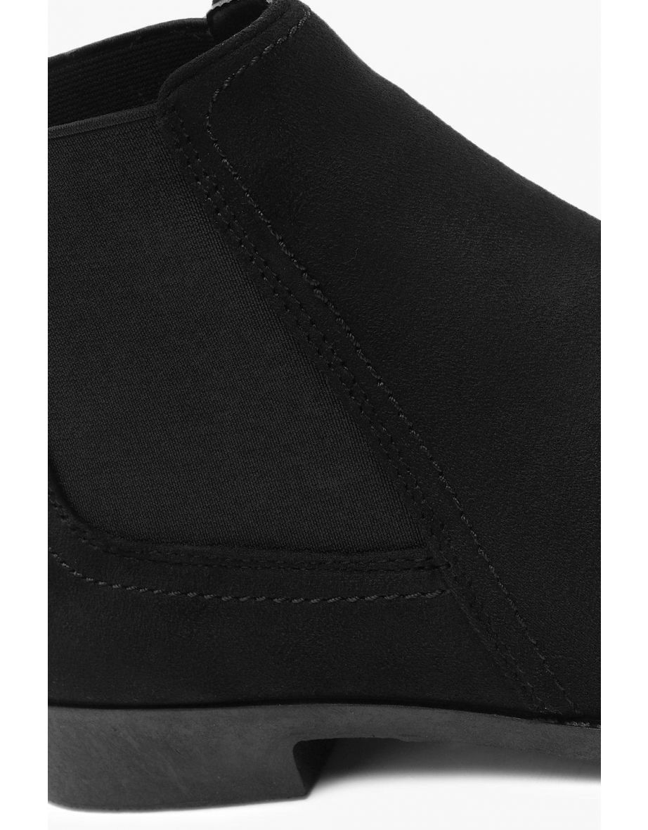 Suedette Flat Chelsea Boots - black - 3
