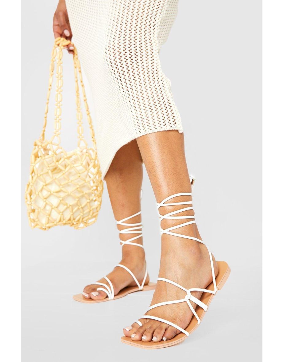 White tie sale leg sandals