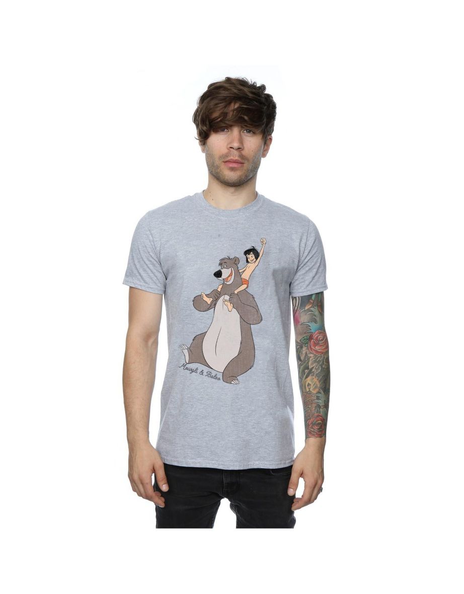 Disney Mens The Jungle Book Classic Mowgli And Baloo T-Shirt - Heather Grey - 3