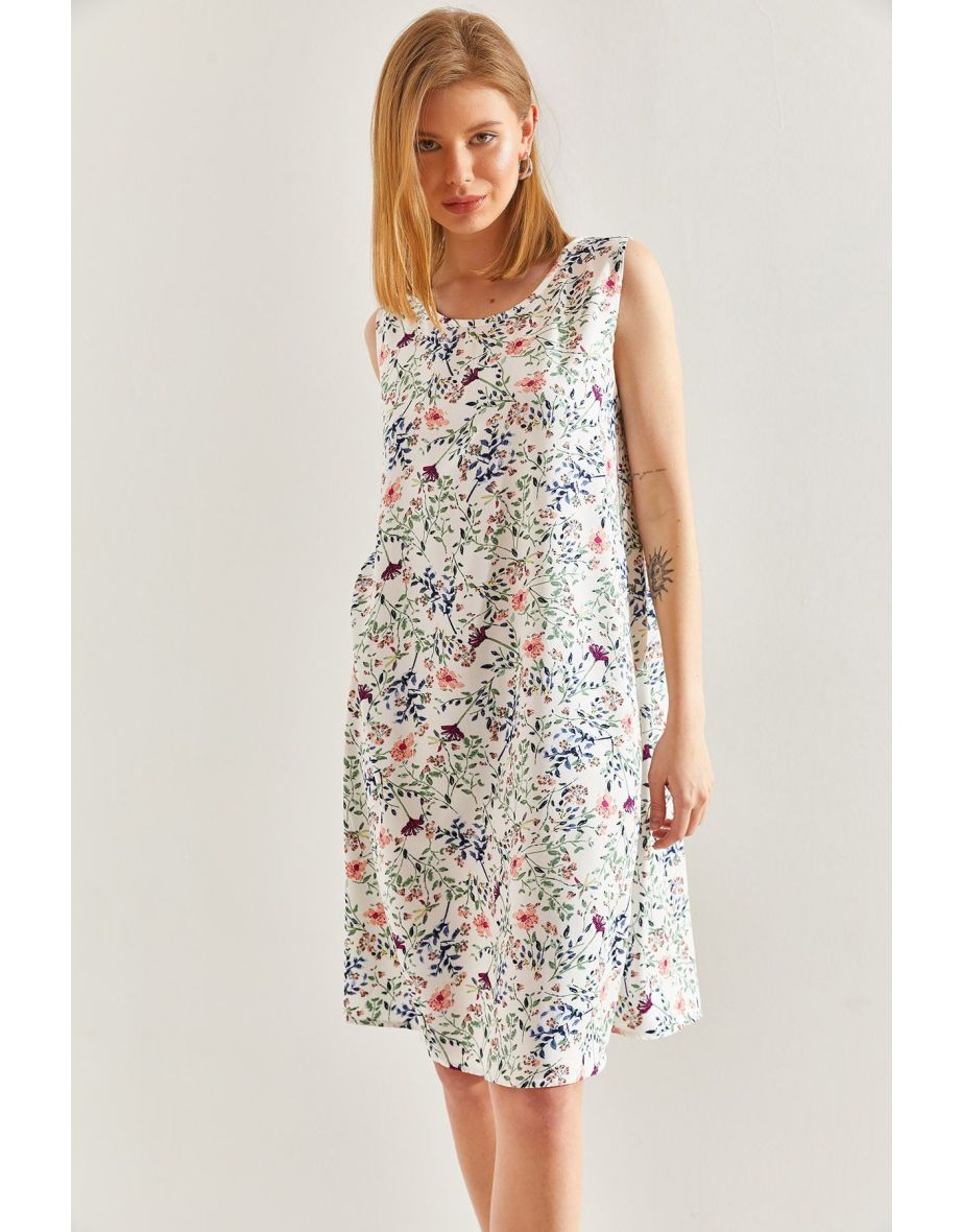 Women's Patterned Viscose Dress - 7
