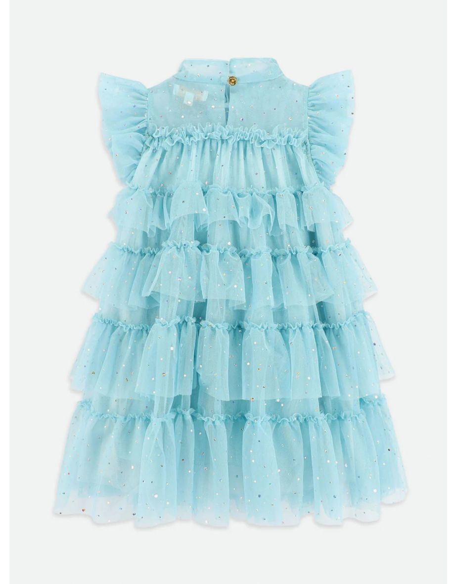 Girls Mitzi Sparkle Tiered Dress in Blue - 3