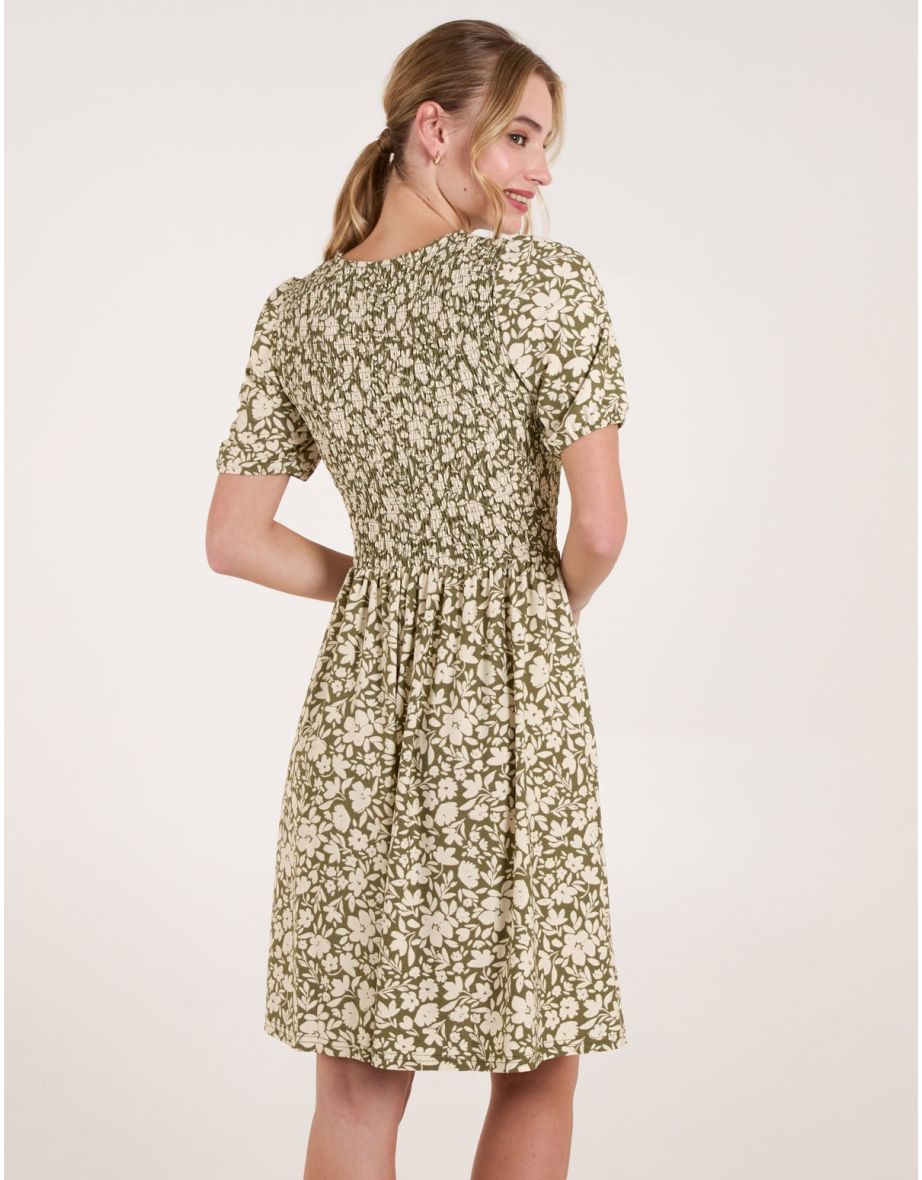 Tie Keyhole Front Puff Sleeve Dress - 4