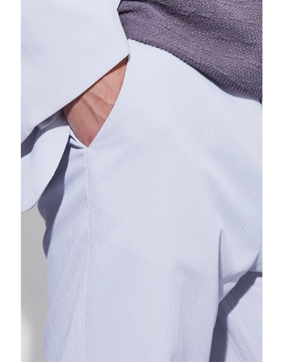 Straight Leg Crinkle Suit Trousers - light grey - 2