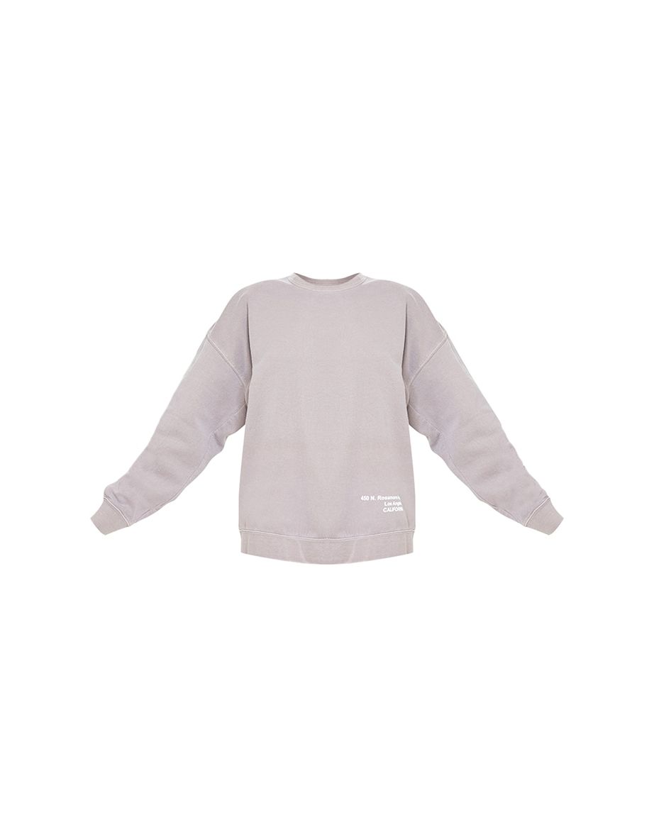 Mocha Los Angeles Small Print Slogan Washed Sweatshirt - 4