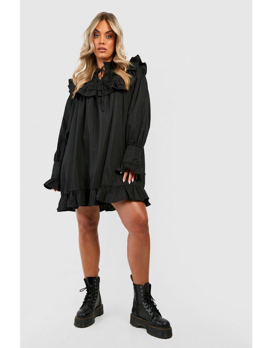 Black long outlet sleeve smock dress