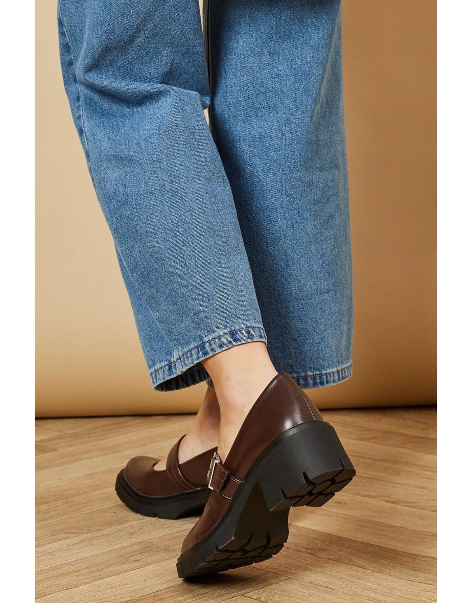 Faith: Hadley Faux Leather Buckle Detail Mary Jane Chunky Heel Shoes - 3