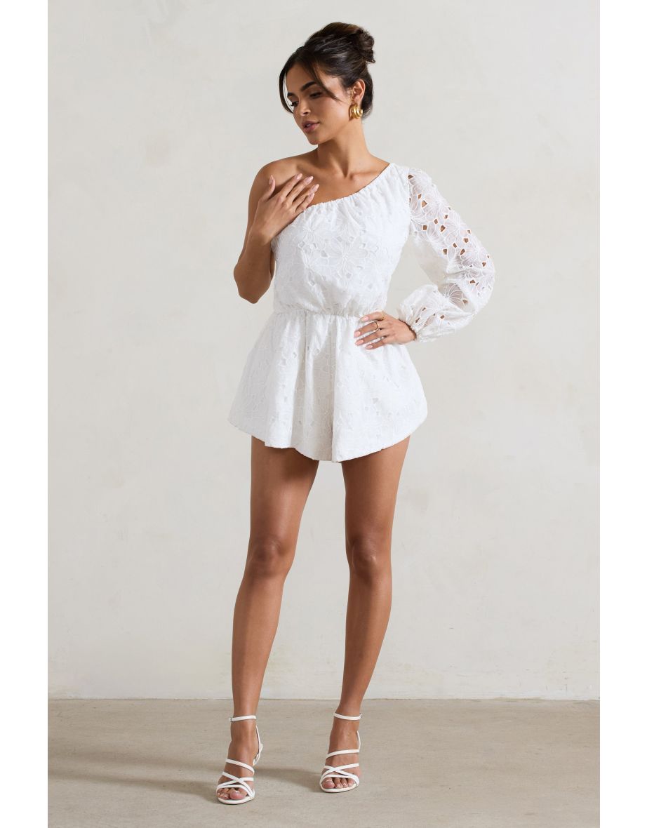 Sonny | White Lace Asymmetric Playsuit