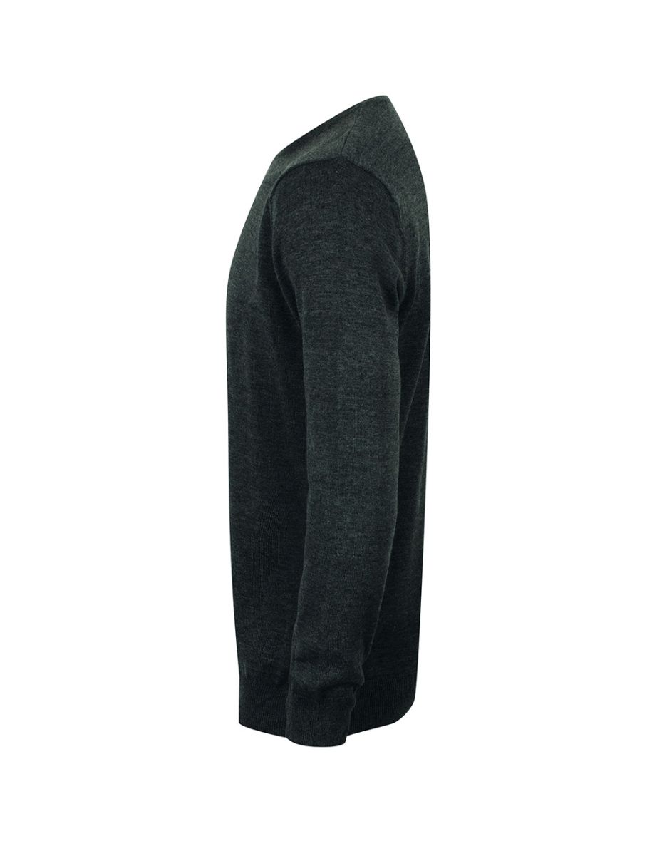 Henbury Mens Crew Neck 12 Gauge Fine Knit Jumper / Sweatshirt - Grey Marl - 3