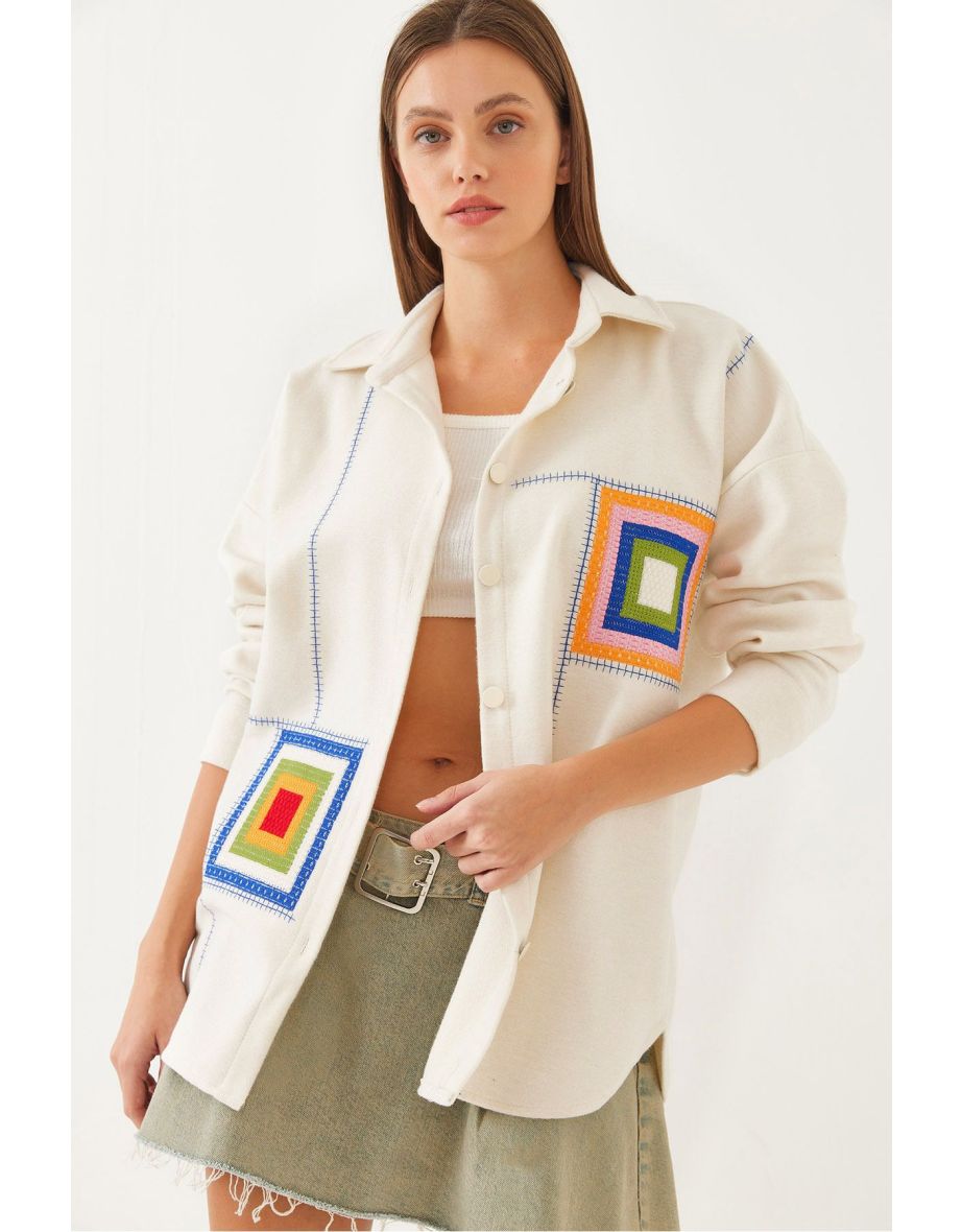Women's Embroidered Detail Cashmere Shirt