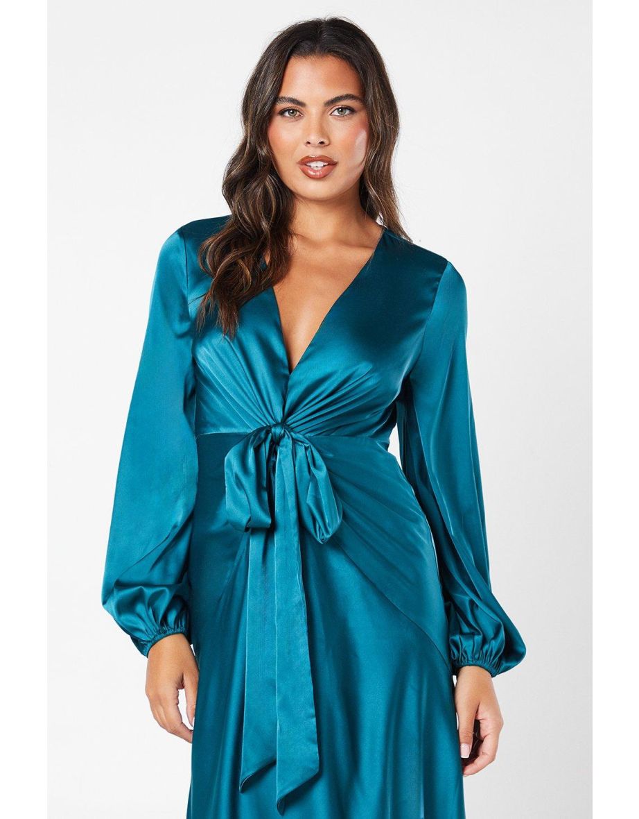Satin Twist Front Midi Dress - 3