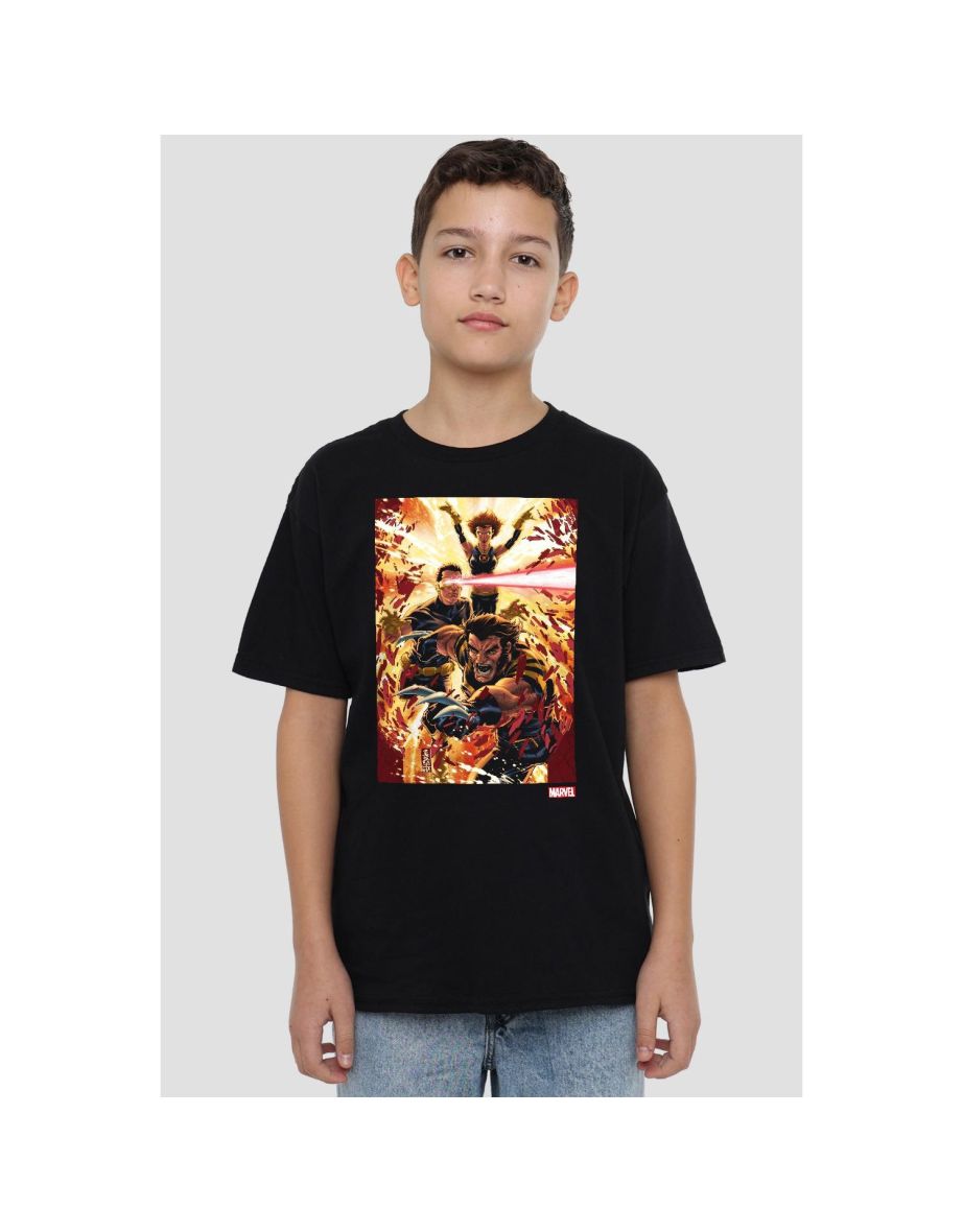 Marvel Childrens/Kids X-Men Wolverine Cyclops Jean Grey T-Shirt - Black