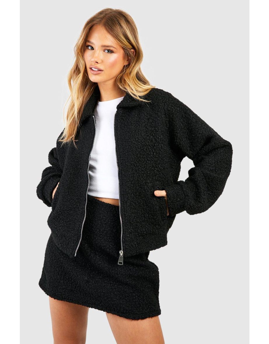 Boucle Pelmet Mini Skirt - black