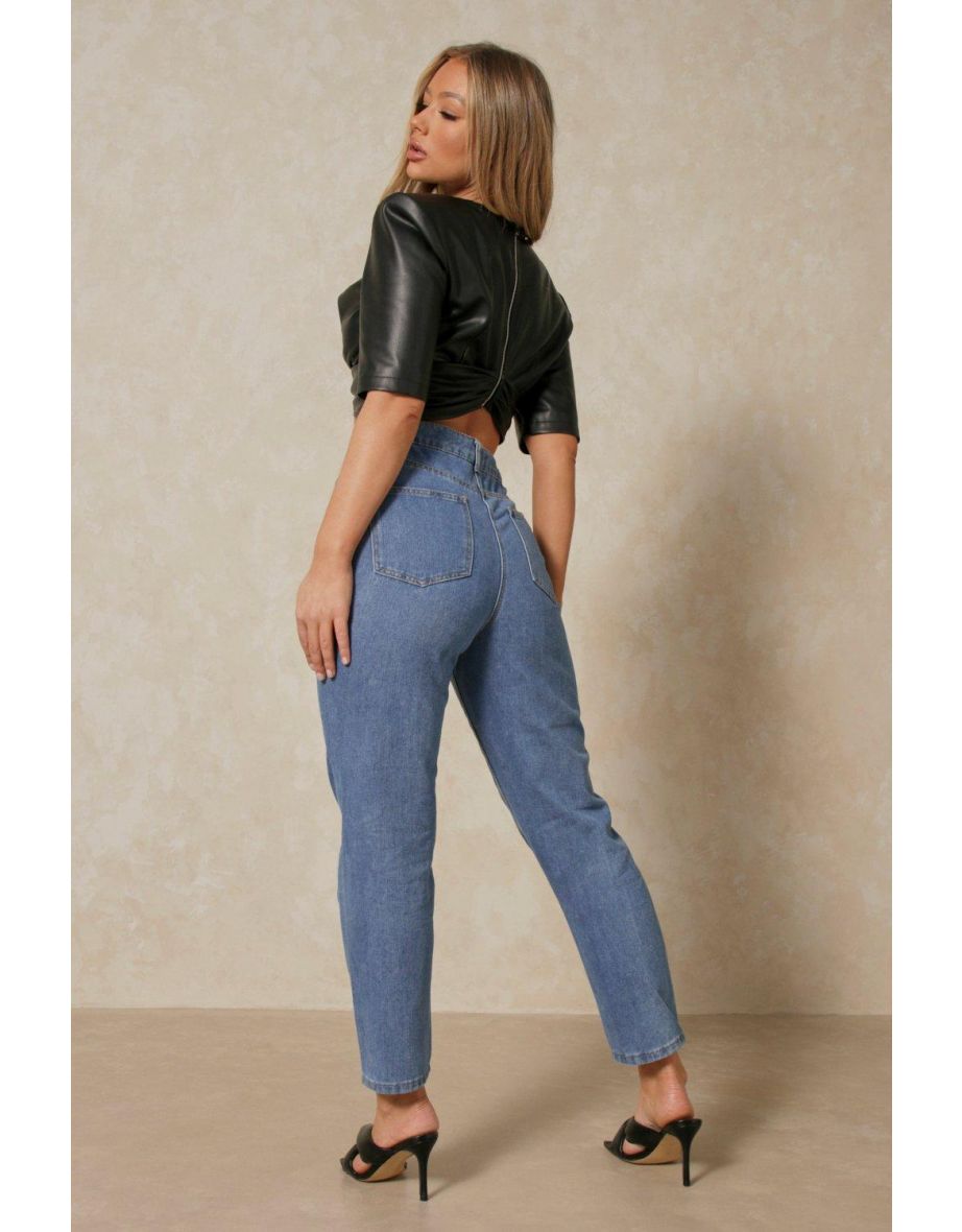 Stepped Waistband Mom Jean - 2