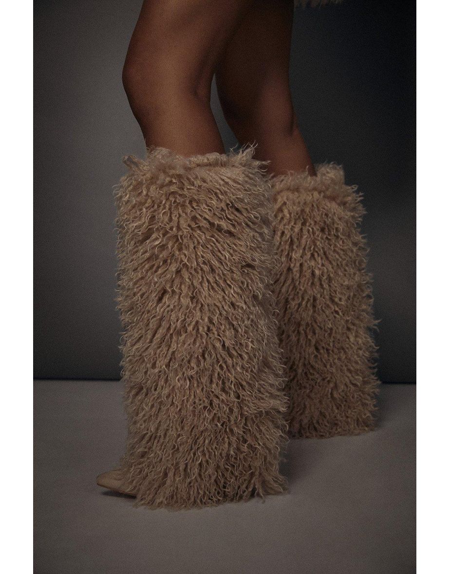 Faux fur best sale knee high boots