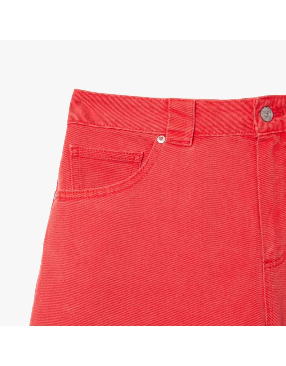 Women's Lacoste Long Natural Dye Bermuda Shorts in Red - 3