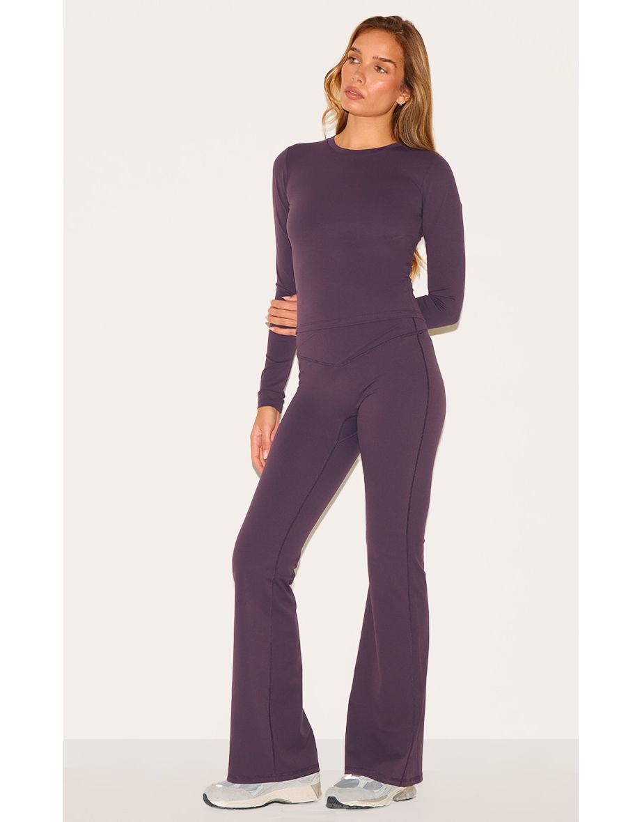 Dark Plum Sculpt Long Sleeve Crop Gym Top