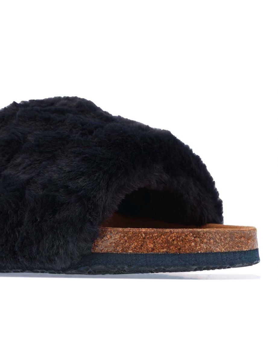 Women's Scholl Amabel Faux Fur Slippers in Black - 5