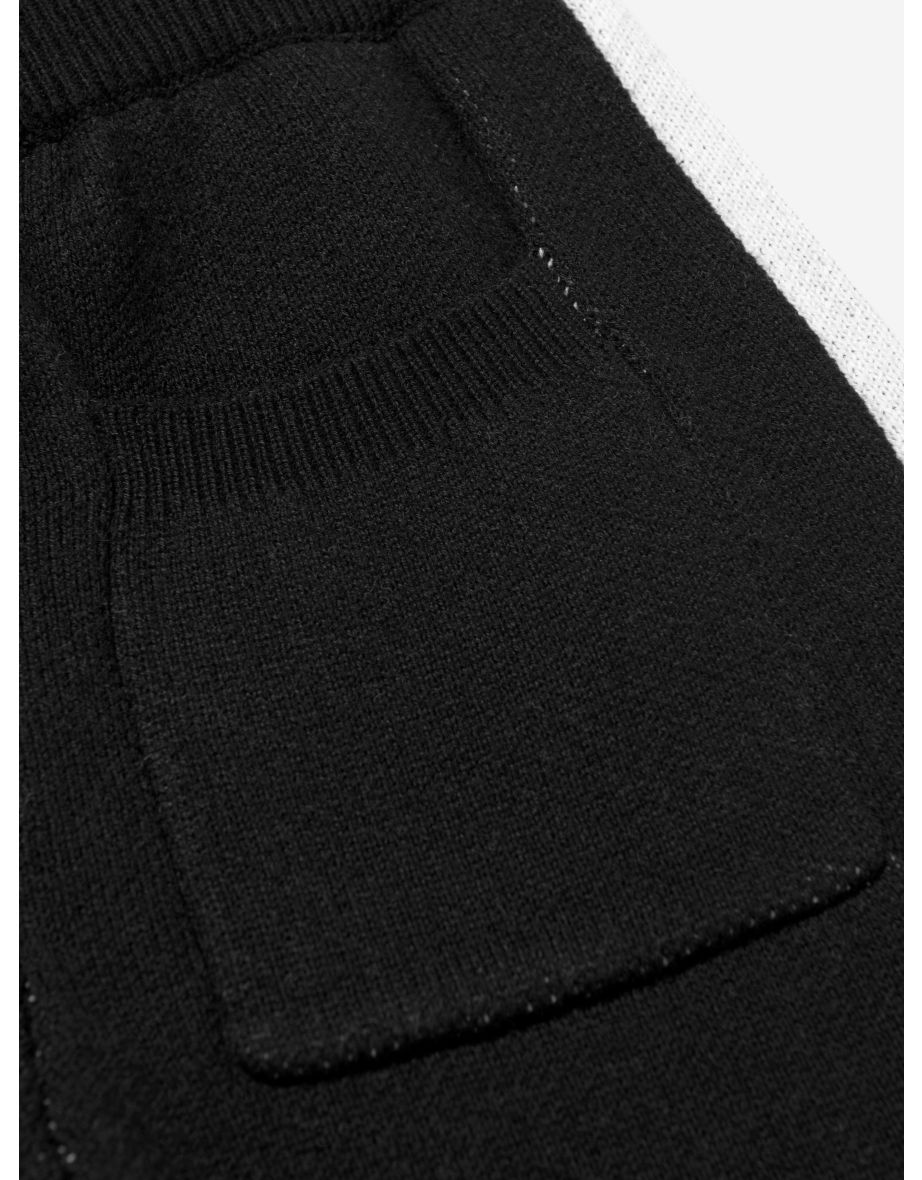 Kids Side Stripe Knitted Joggers in Black - 3