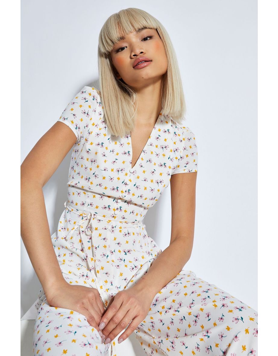 Glamorous Space Out Ditsy V- Neck Jumpsuit - 3