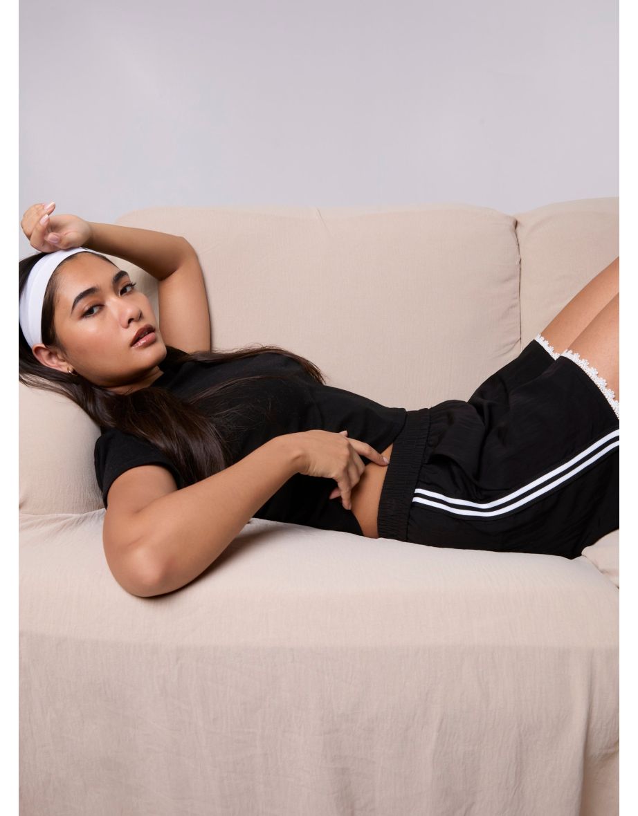 Lace Trim Stripe Shorts - 4