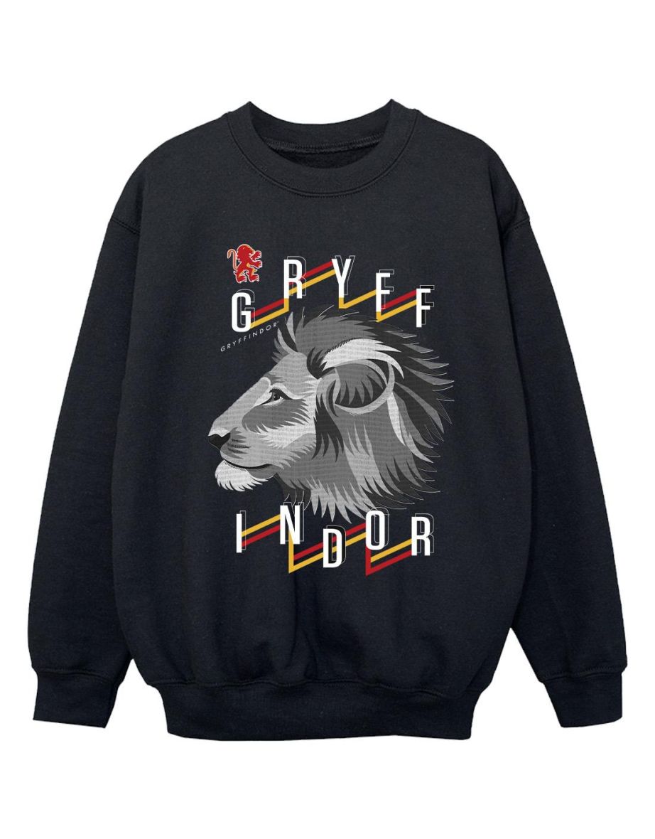 Harry Potter Girls Gryffindor Lion Icon Sweatshirt - Black