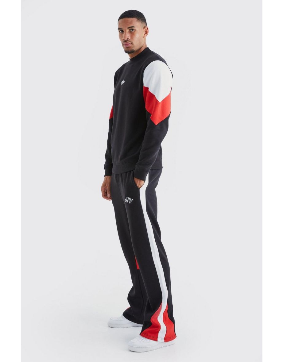 Tall Man Colour Block Sweater Gusset Tracksuit - red