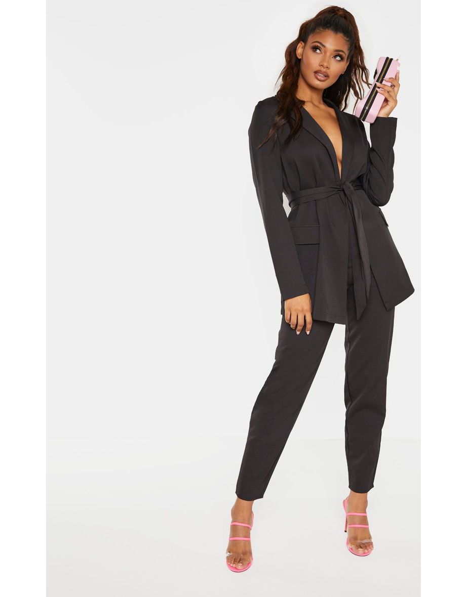 Tall Black Wide Leg Slim Cuff Suit Trousers