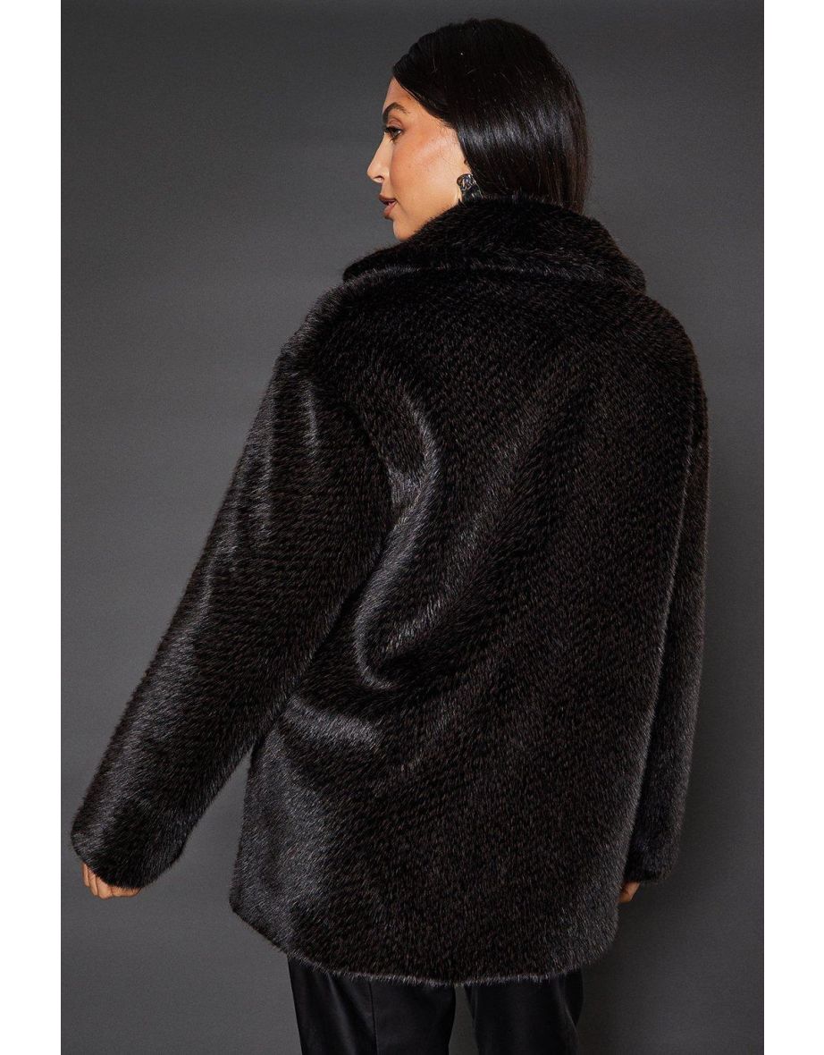 Two Tone Faux Fur Coat - 3